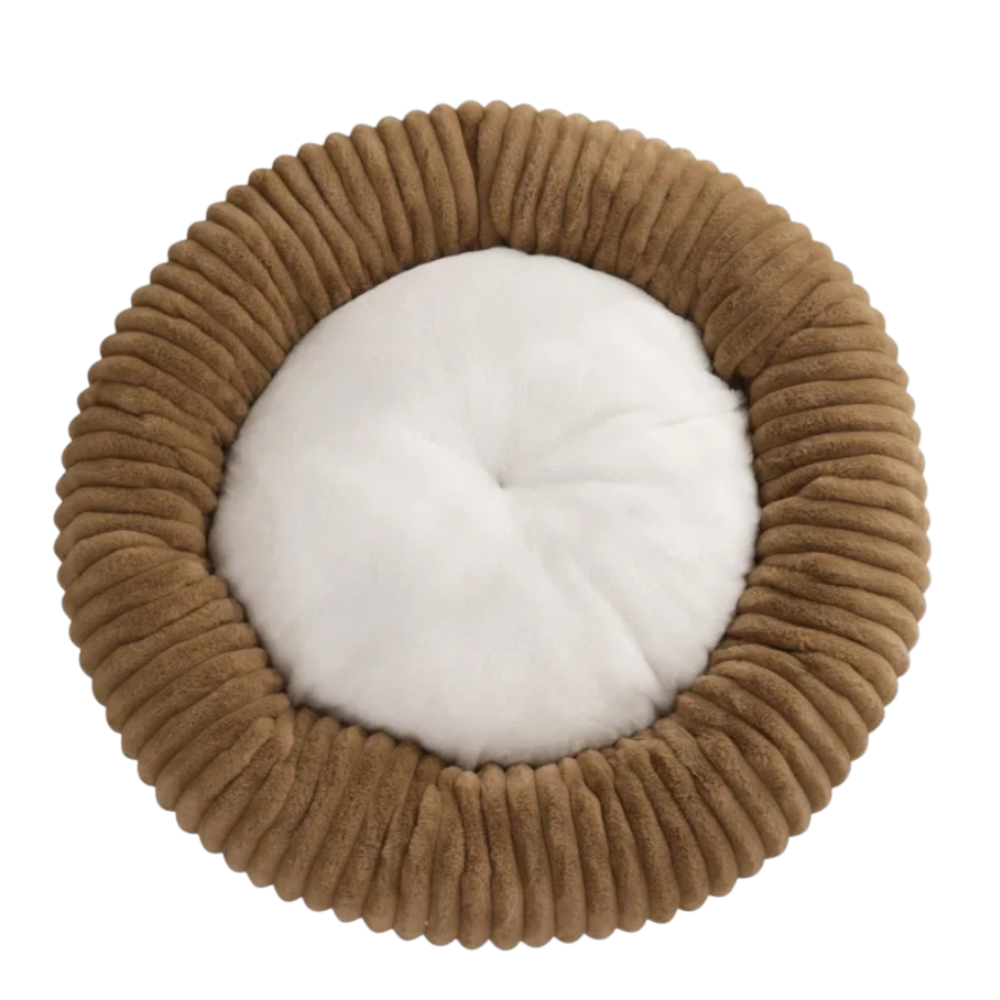 Soft Plush Round Bed for Dogs and Cats | Washable Cozy Calming Nest