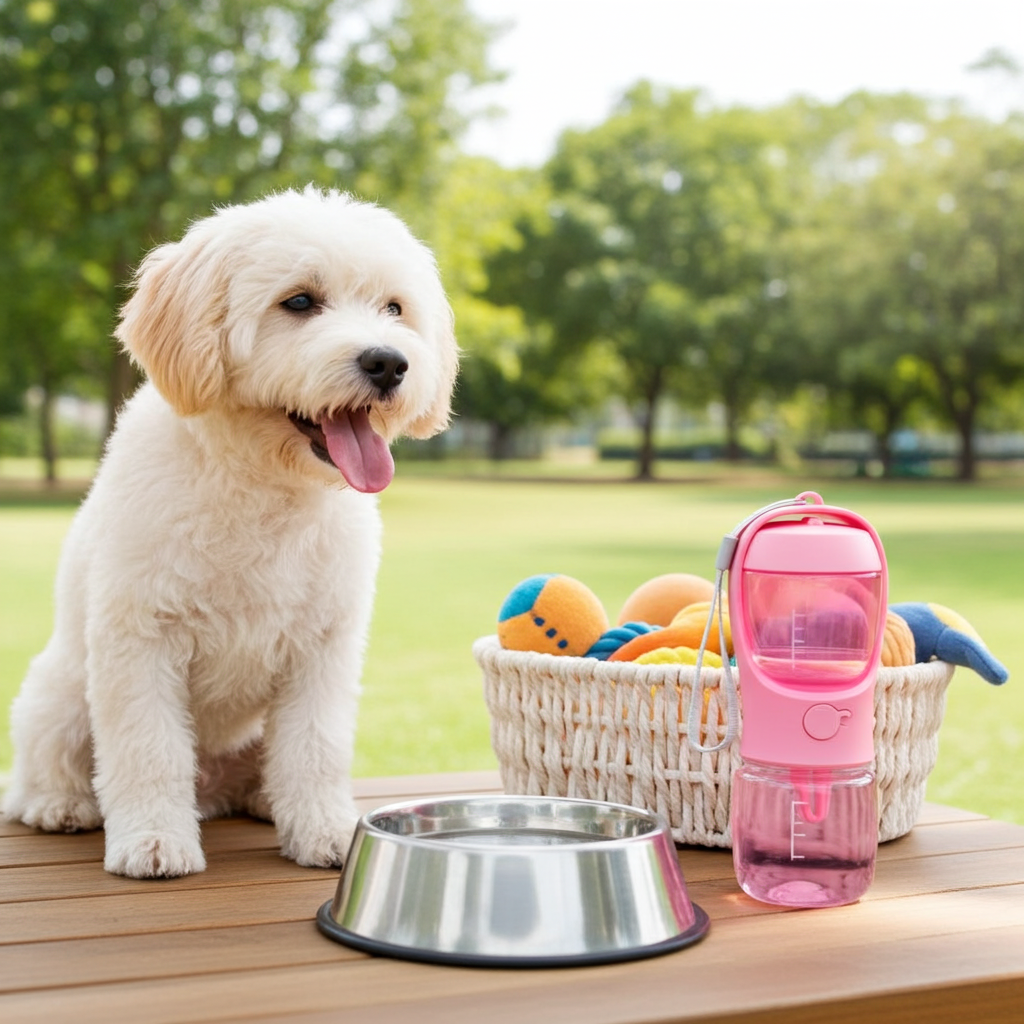 2-in-1 Portable Dog Water Bottle | Travel Hydration & Food Dispenser