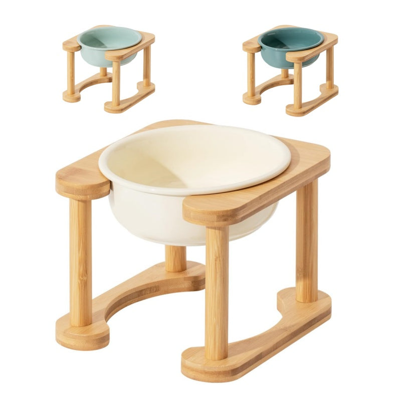 Elevated Dog Bowls with Bamboo Stand – Raised Food & Water Bowls for Dogs