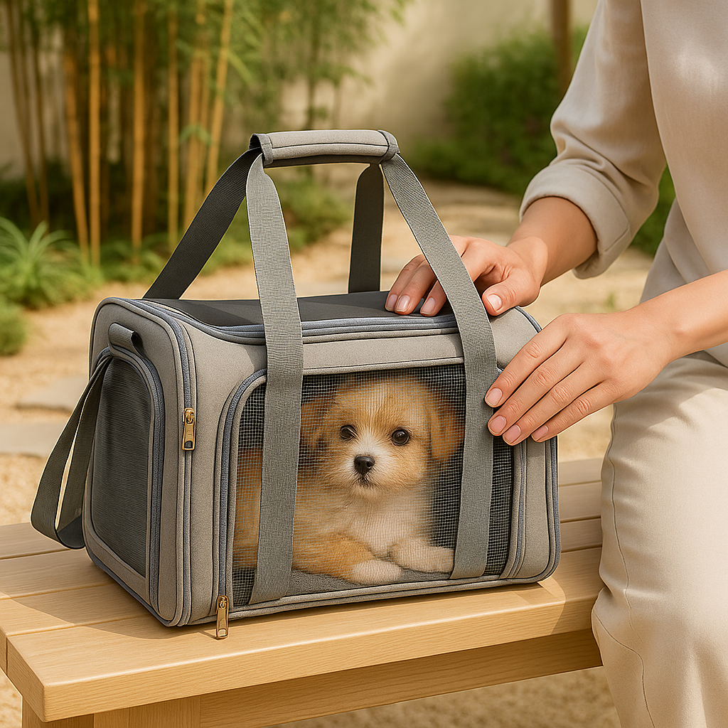 Airline Approved Dog Travel Carrier | Foldable Pet Bag with Breathable Mesh & Safety Clip