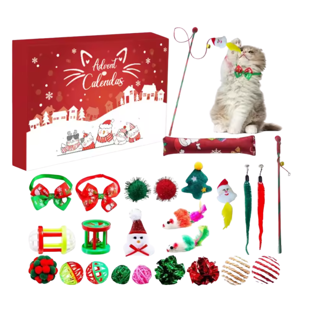 Cat Advent Calendar | 24 Holiday Toys for Cats | Christmas Countdown Gift Box