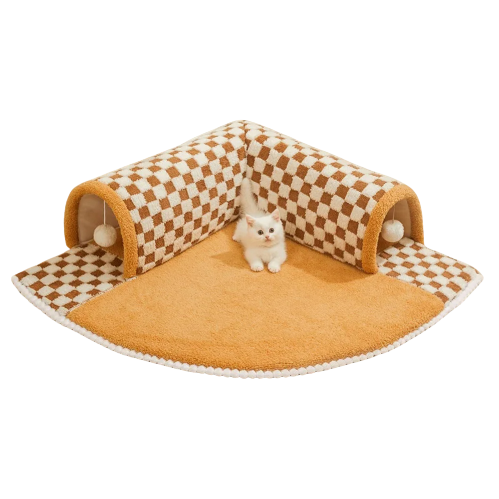 Cat Tunnel Play Mat | Plush Activity Tunnel with Anti-Slip Base & Toy Ball