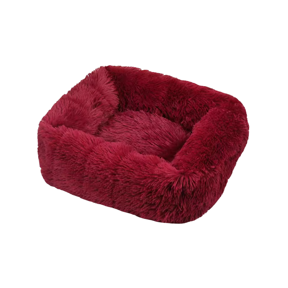 Rectangular Plush Dog Cushion Bed | Washable Calming Pet Bed