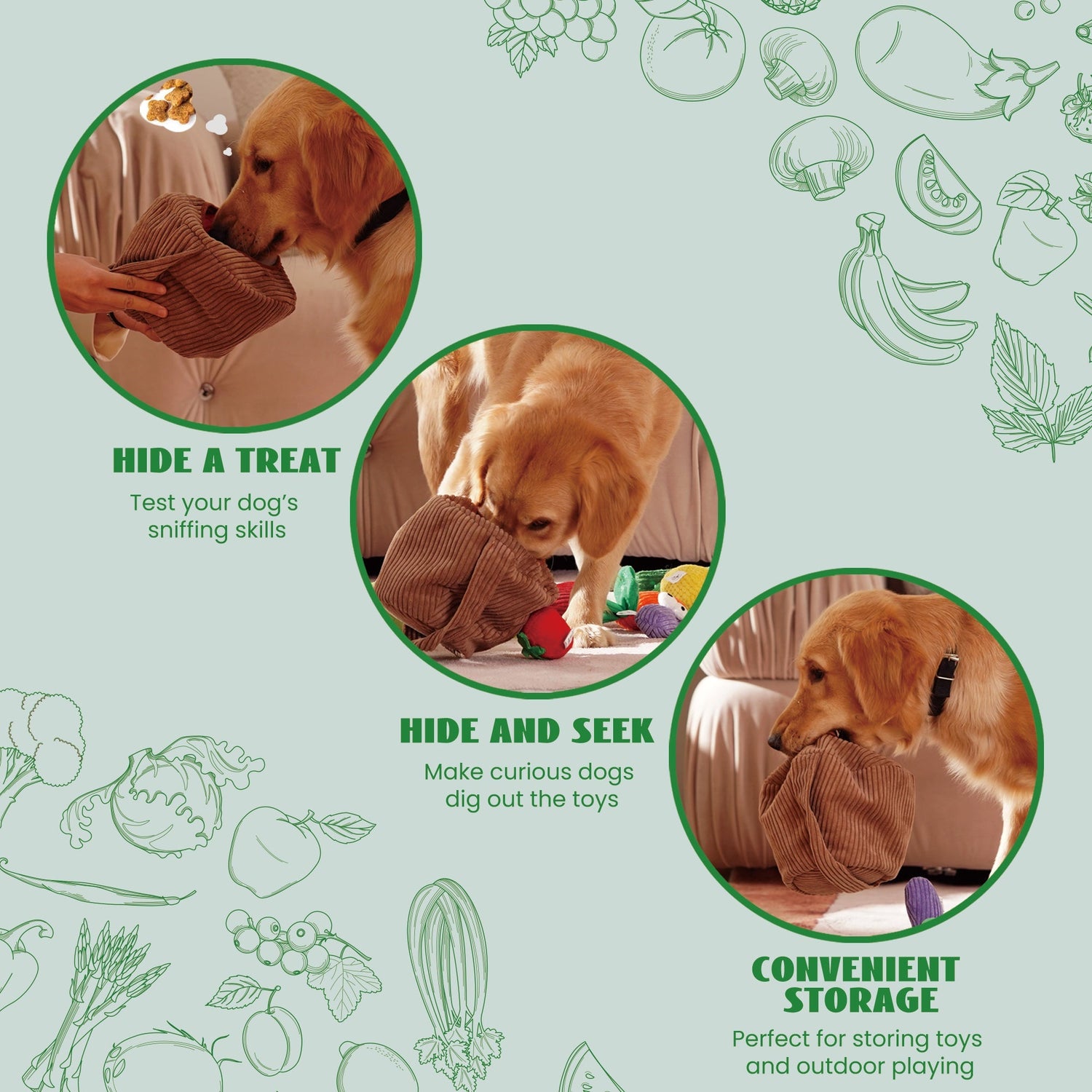 Dog Squeaky Toy Set with Grocery Bag Interactive Plush Toys for Dogs