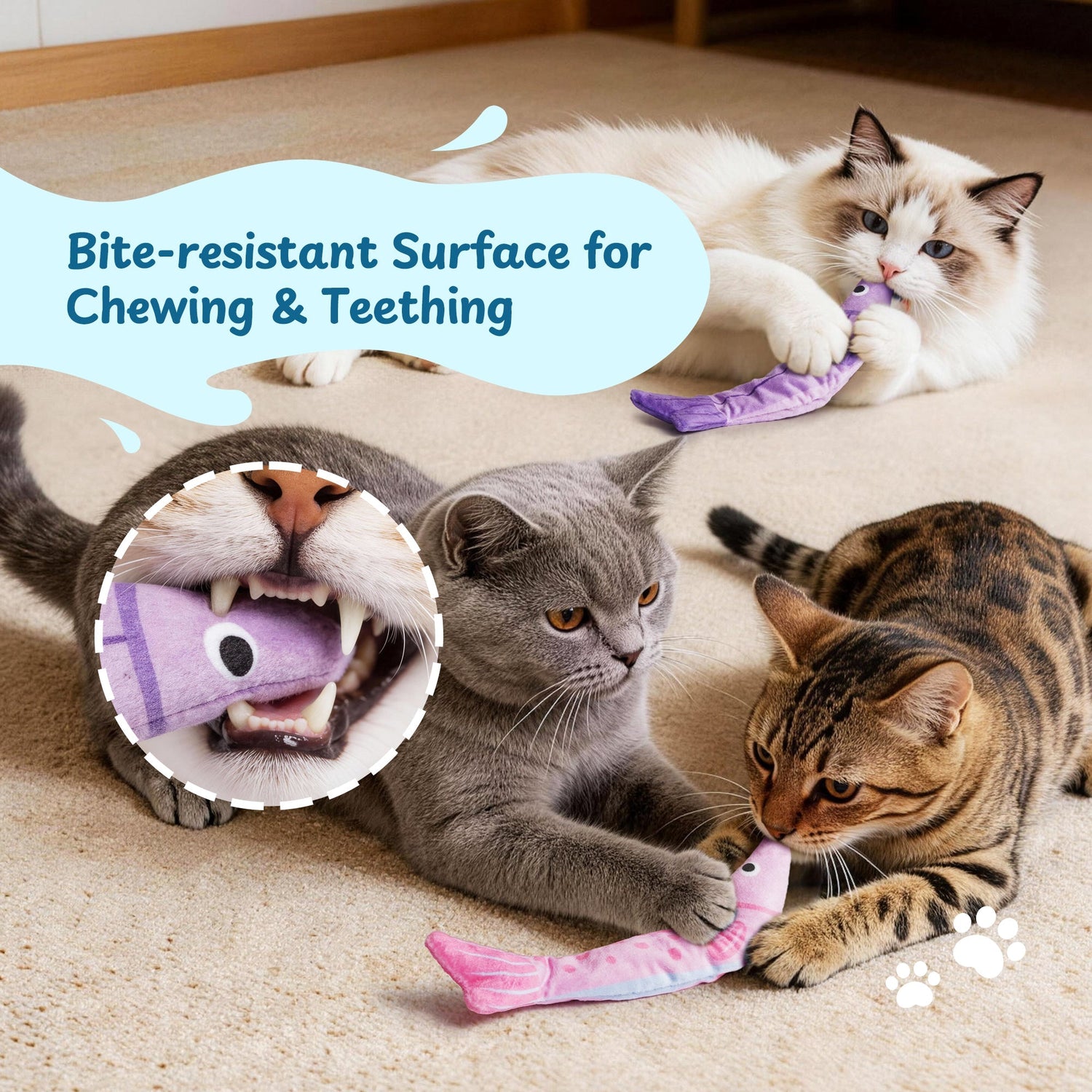 Extra Large Catnip Fish Toys Plush Crinkle Chew Toys for Indoor Cats