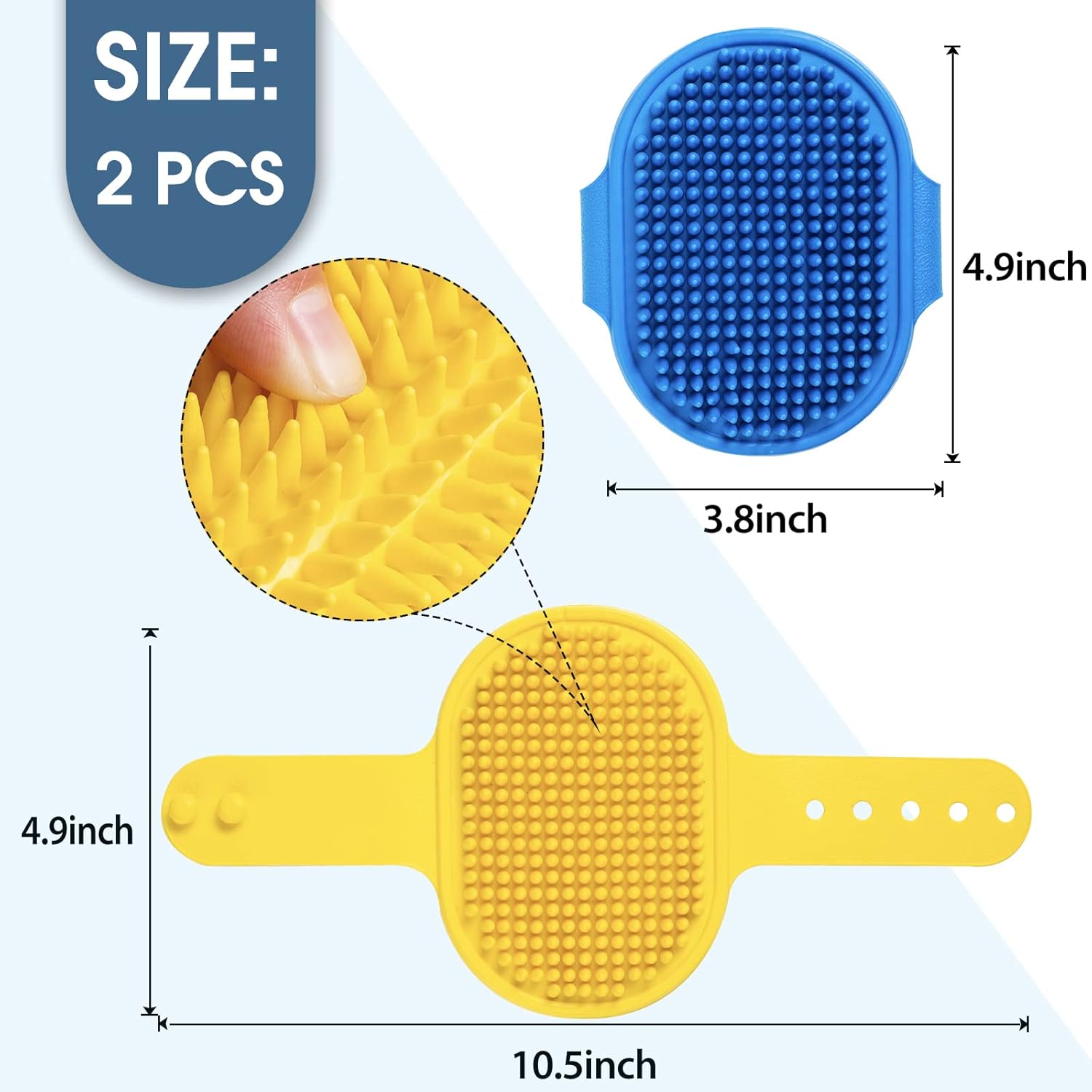 2 Pack Pet Grooming Brushes | Soft Rubber Bath & Massage Brush for Dogs and Cats