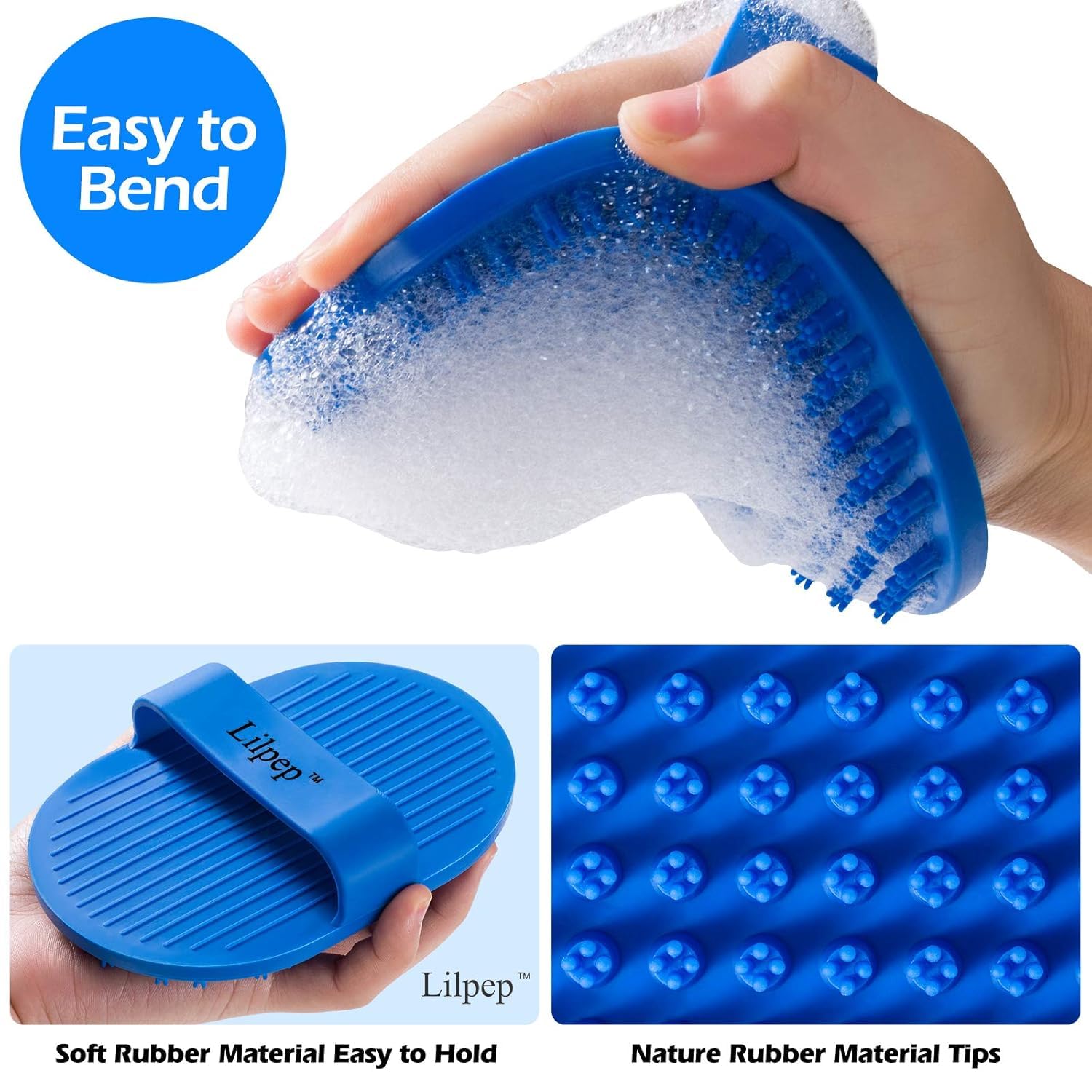 2 Pack Pet Grooming Brushes | Soft Rubber Bath & Massage Brush for Dogs and Cats