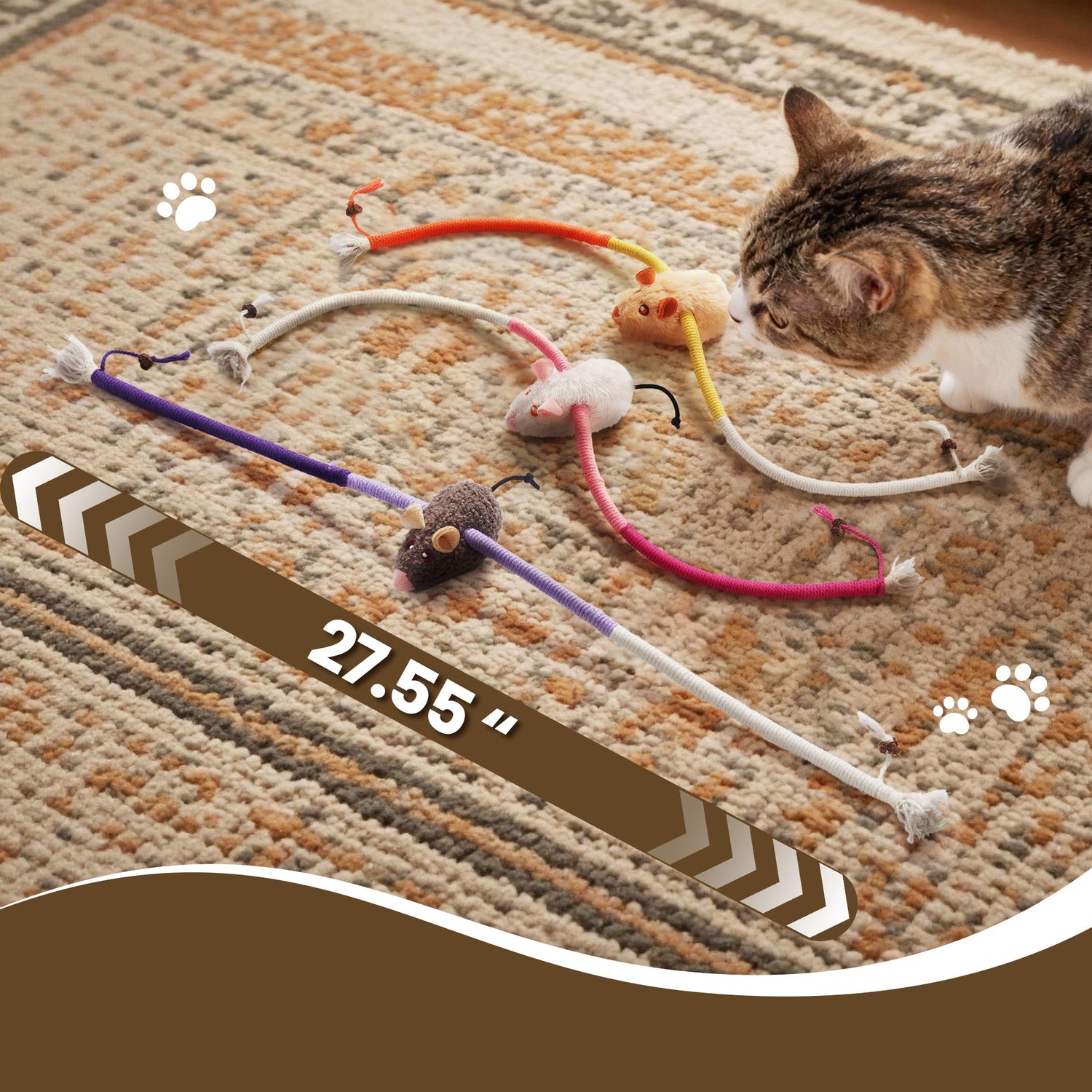 Cat Chew Rope Toys with Catnip Mice Interactive Teething Toy Set