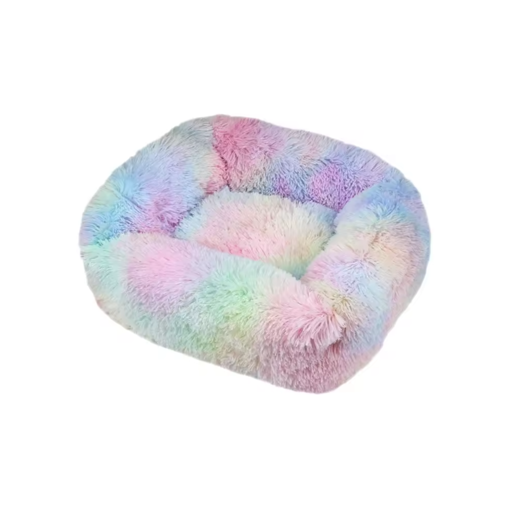 Rectangular Plush Dog Cushion Bed | Washable Calming Pet Bed