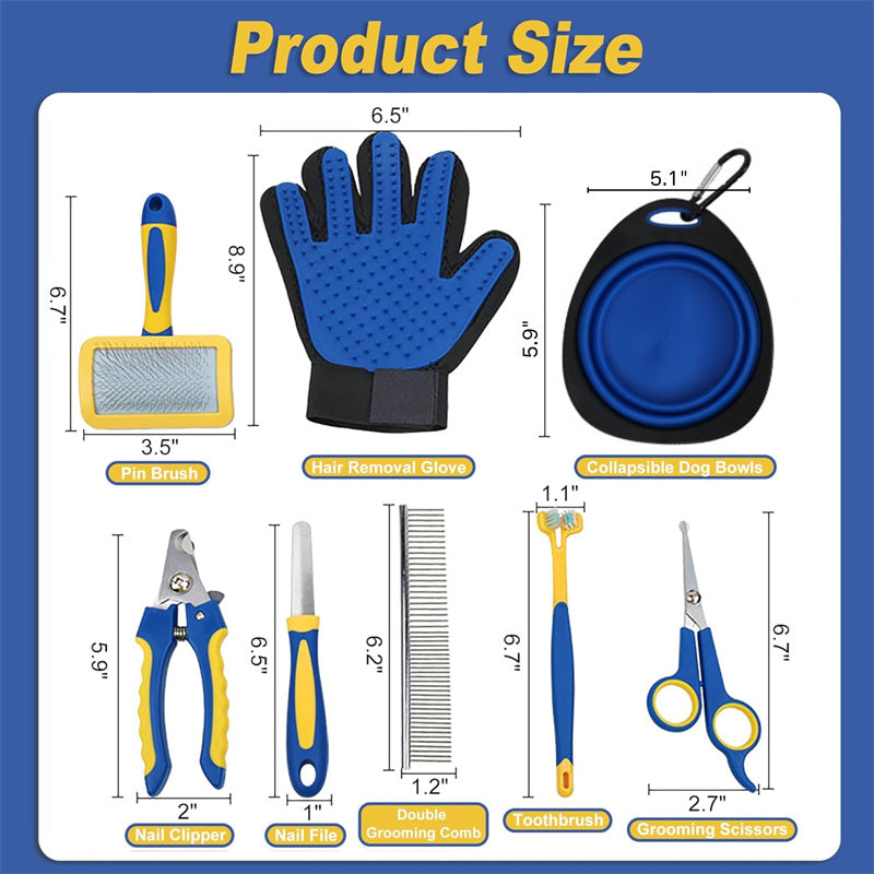 8-Piece Dog Grooming Kit – Professional Pet Grooming Set for Dogs & Cats