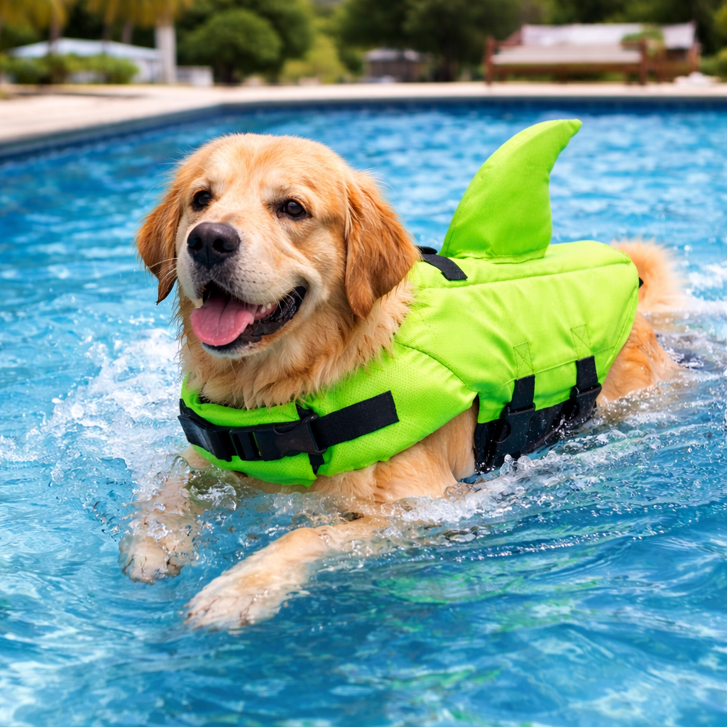 Shark Dog Life Jacket β Dog Swimming Vest with Handle & Reflective Strips