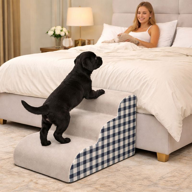 Non‑Slip Dog Stairs for Bed & Couch – High Density Foam Pet Steps for Dogs