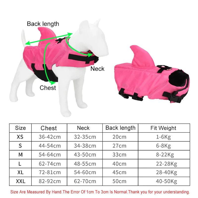Shark Dog Life Jacket β Dog Swimming Vest with Handle & Reflective Strips