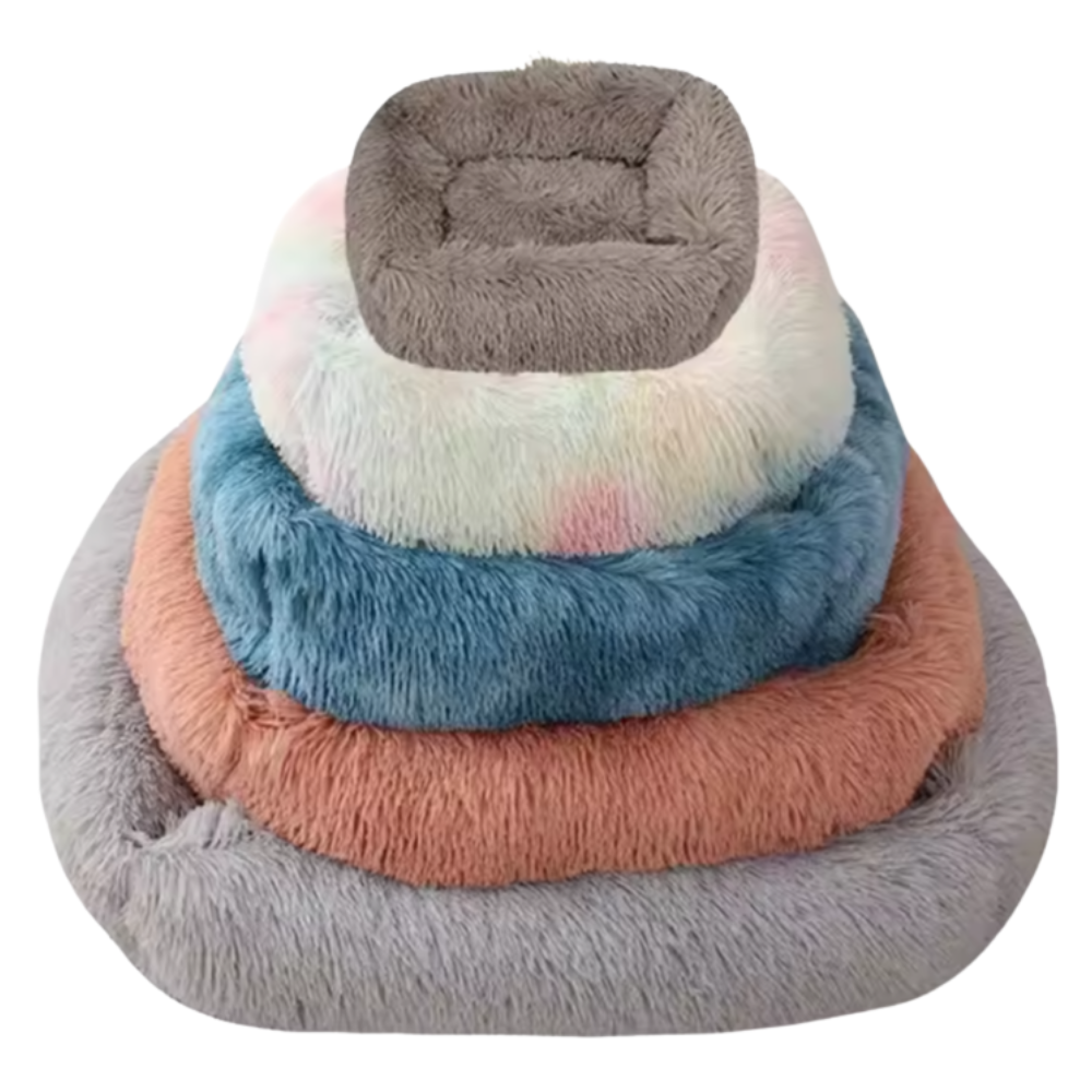 Rectangular Plush Dog Cushion Bed | Washable Calming Pet Bed