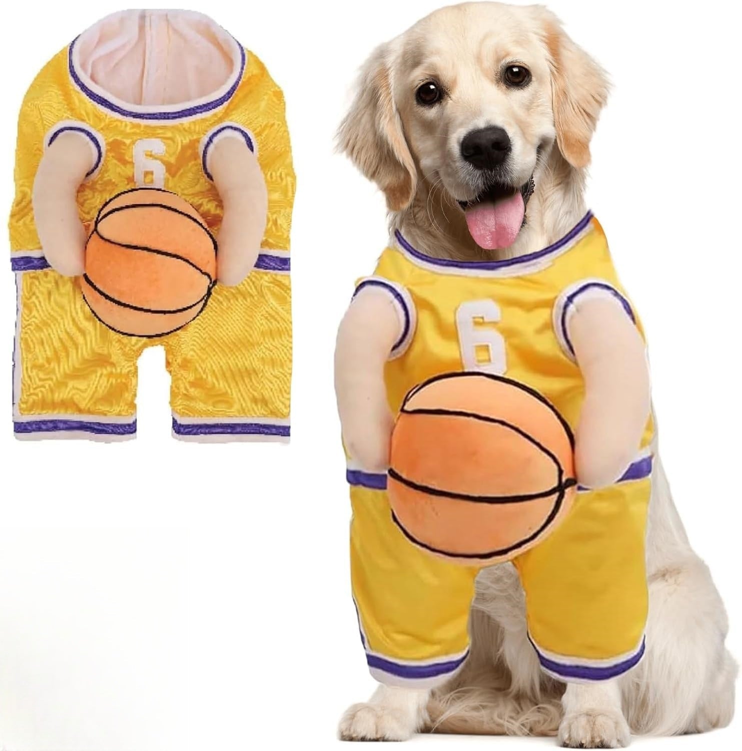Dog Basketball Costume with Ball | Funny Sports Outfit - Cute Pet Costume