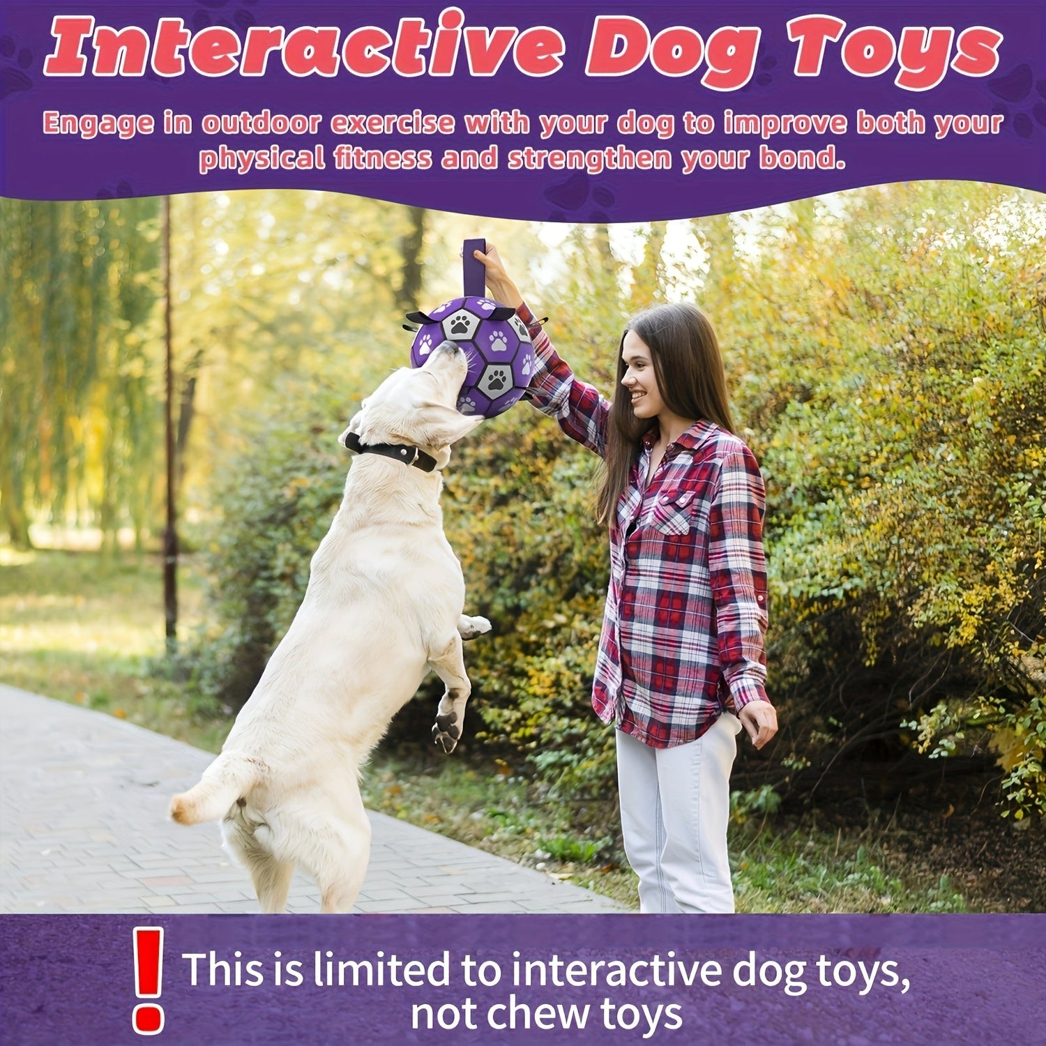 Interactive Dog Soccer Ball Toy – Durable Rubber Training Ball with Tug Straps