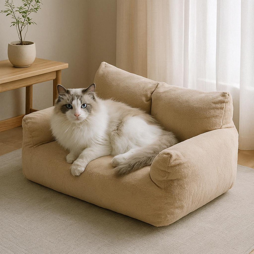 Luxury Plush Pet Sofa | Soft Washable Bed for Cats & Small Dogs