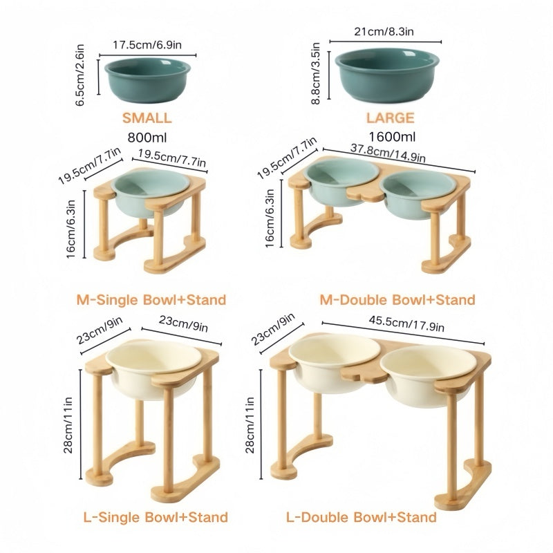 Elevated Dog Bowls with Bamboo Stand – Raised Food & Water Bowls for Dogs