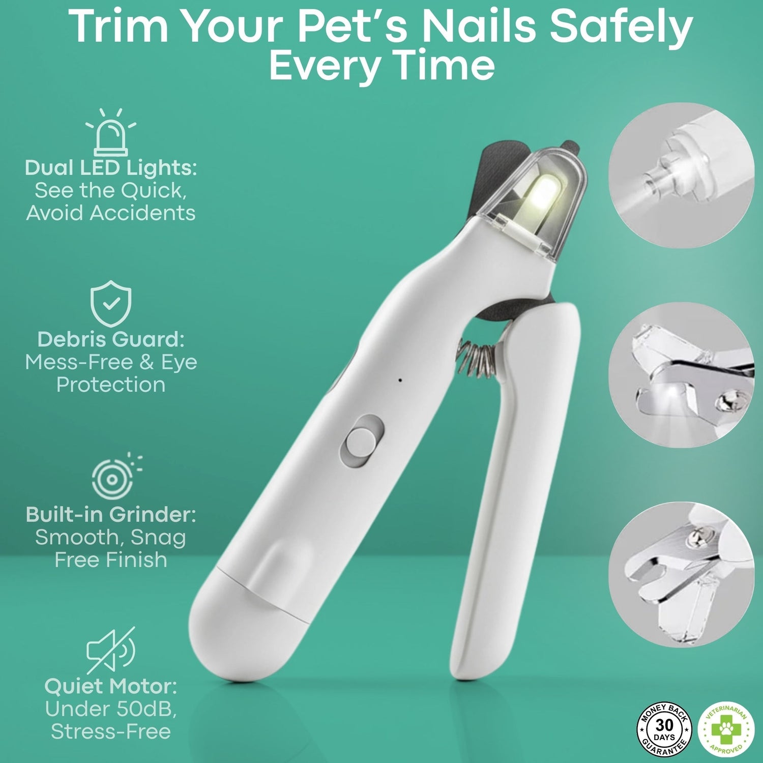 SafeTrim | LED Pet Nail Clipper for Dogs & Cats, Safe Claw Grooming Tool