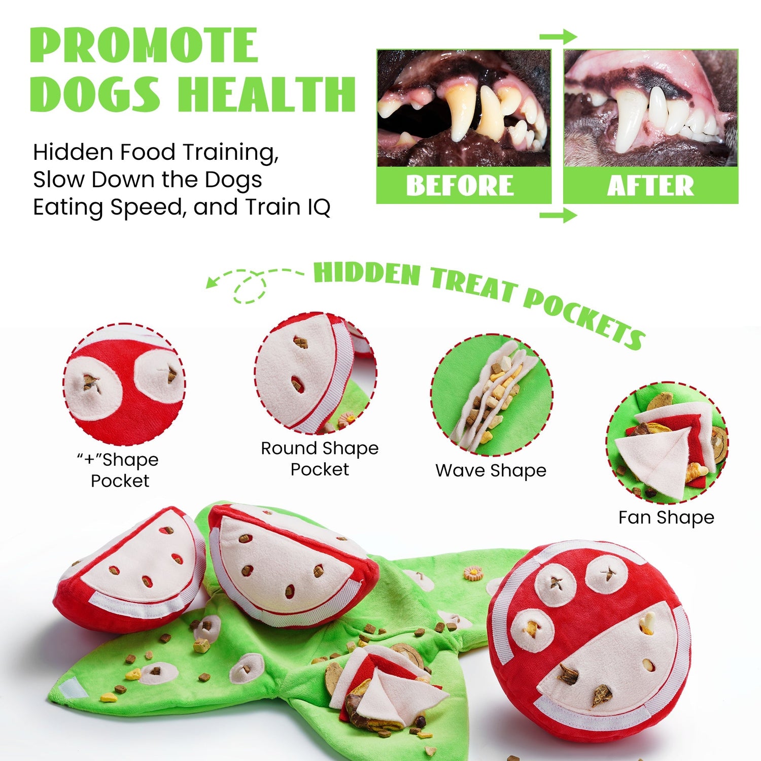 Interactive Watermelon Hide and Seek Dog Toy for Mental Stimulation & Enrichment Play