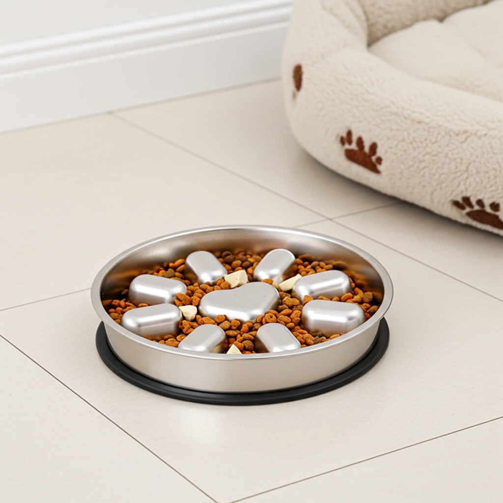 Stainless Steel Slow Feeder Dog Bowl | Anti-Choke Non-Slip Pet Bowl