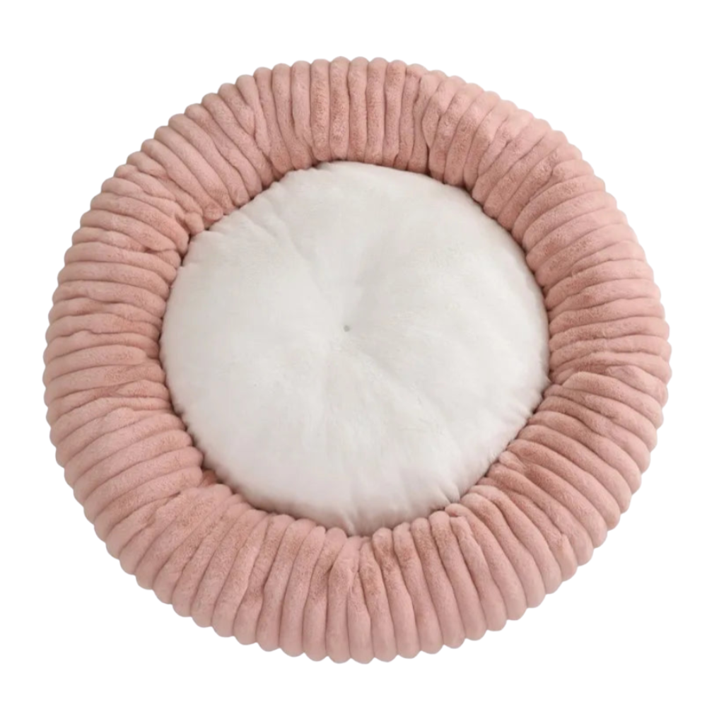 Soft Plush Round Bed for Dogs and Cats | Washable Cozy Calming Nest