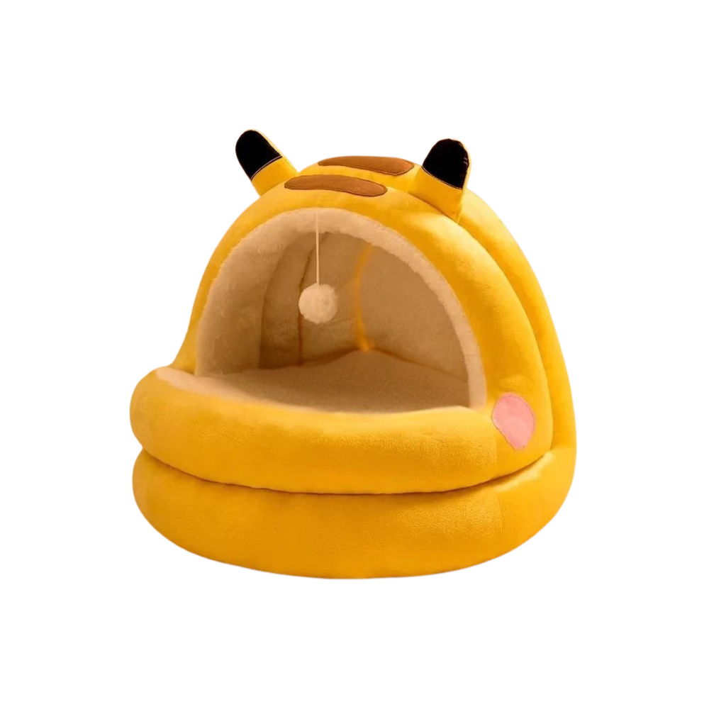 Cat Cave Bed | Warm Yurt-Style Hideaway with Soft Cushion