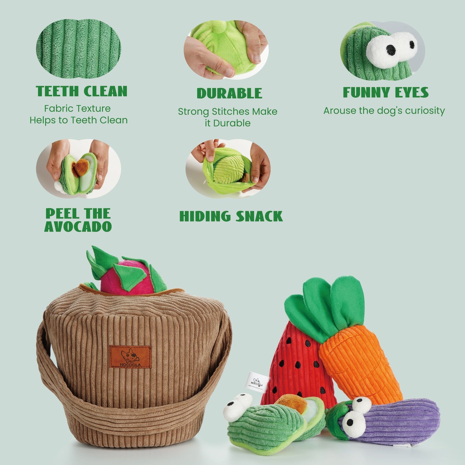 Dog Squeaky Toy Set with Grocery Bag Interactive Plush Toys for Dogs
