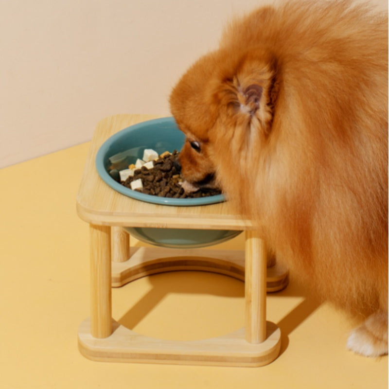 Elevated Dog Bowls with Bamboo Stand – Raised Food & Water Bowls for Dogs