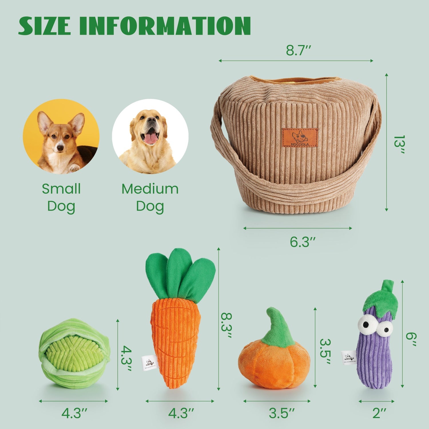 Dog Squeaky Toy Set with Grocery Bag Interactive Plush Toys for Dogs