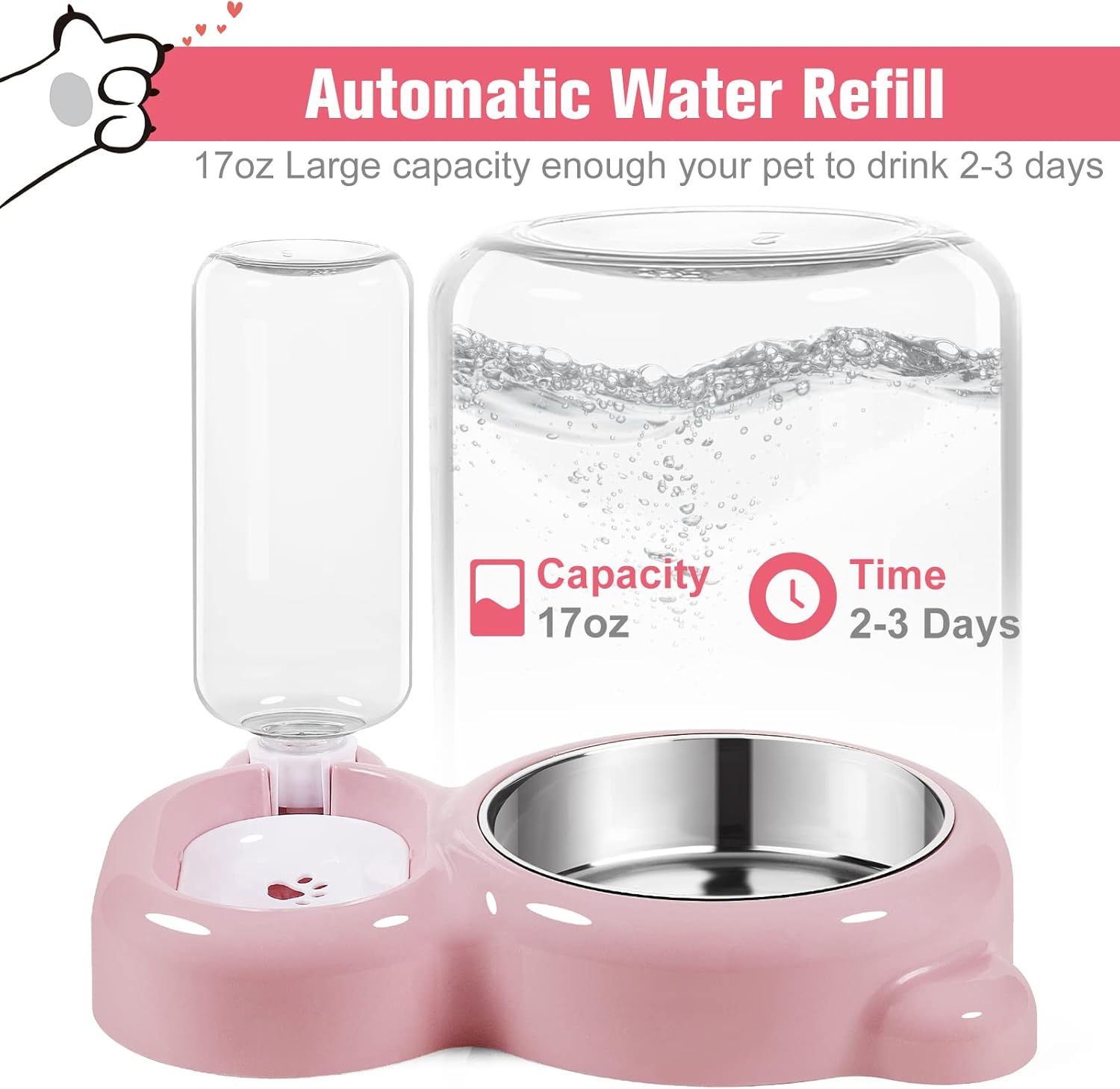Cat Feeding Station | 2-in-1 Food & Water Bowl – Automatic Clean Hydration