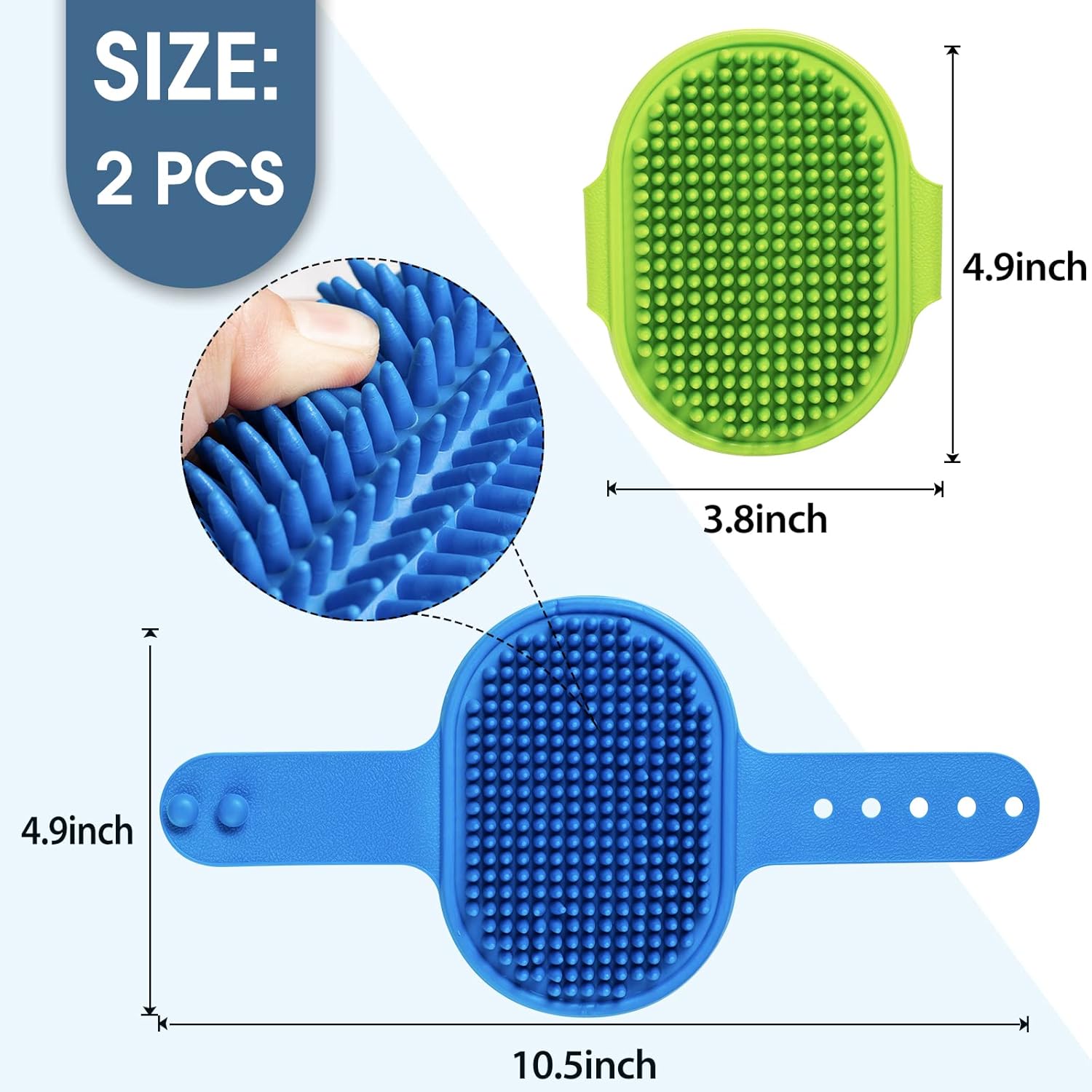 2 Pack Pet Grooming Brushes | Soft Rubber Bath & Massage Brush for Dogs and Cats