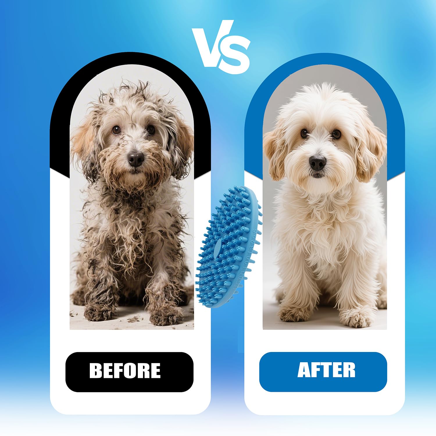 2 Pack Pet Grooming Brushes | Soft Rubber Bath & Massage Brush for Dogs and Cats