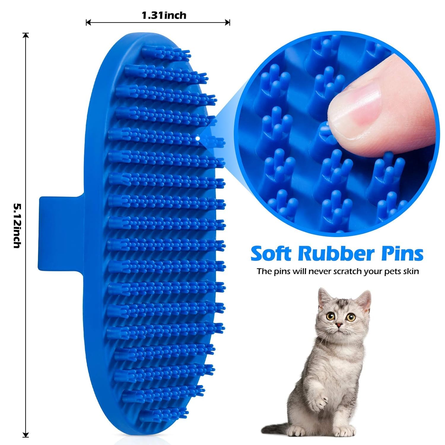 2 Pack Pet Grooming Brushes | Soft Rubber Bath & Massage Brush for Dogs and Cats