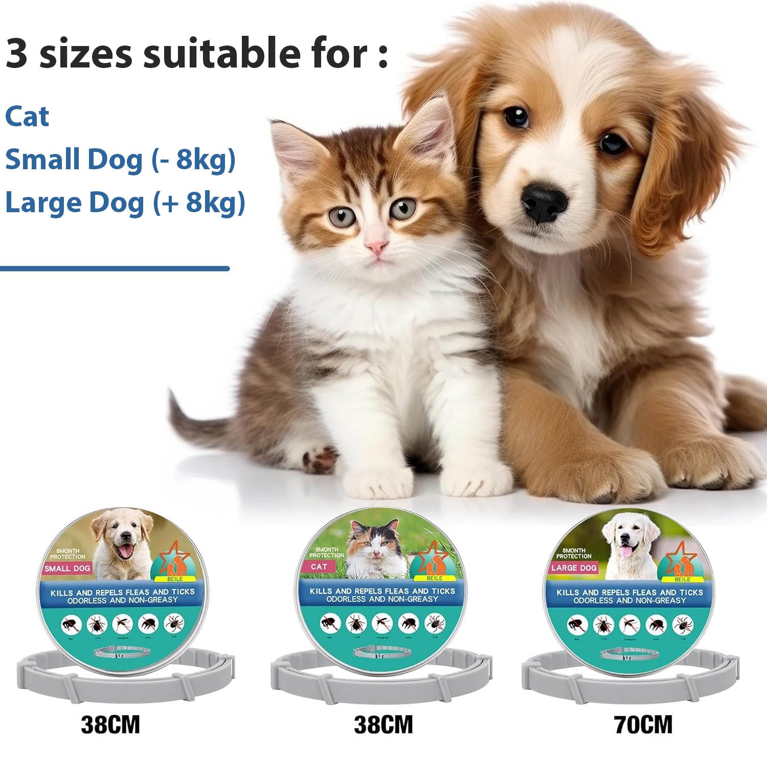 Flea and Tick Control Collar – Cats and Dogs 8 Months Protection