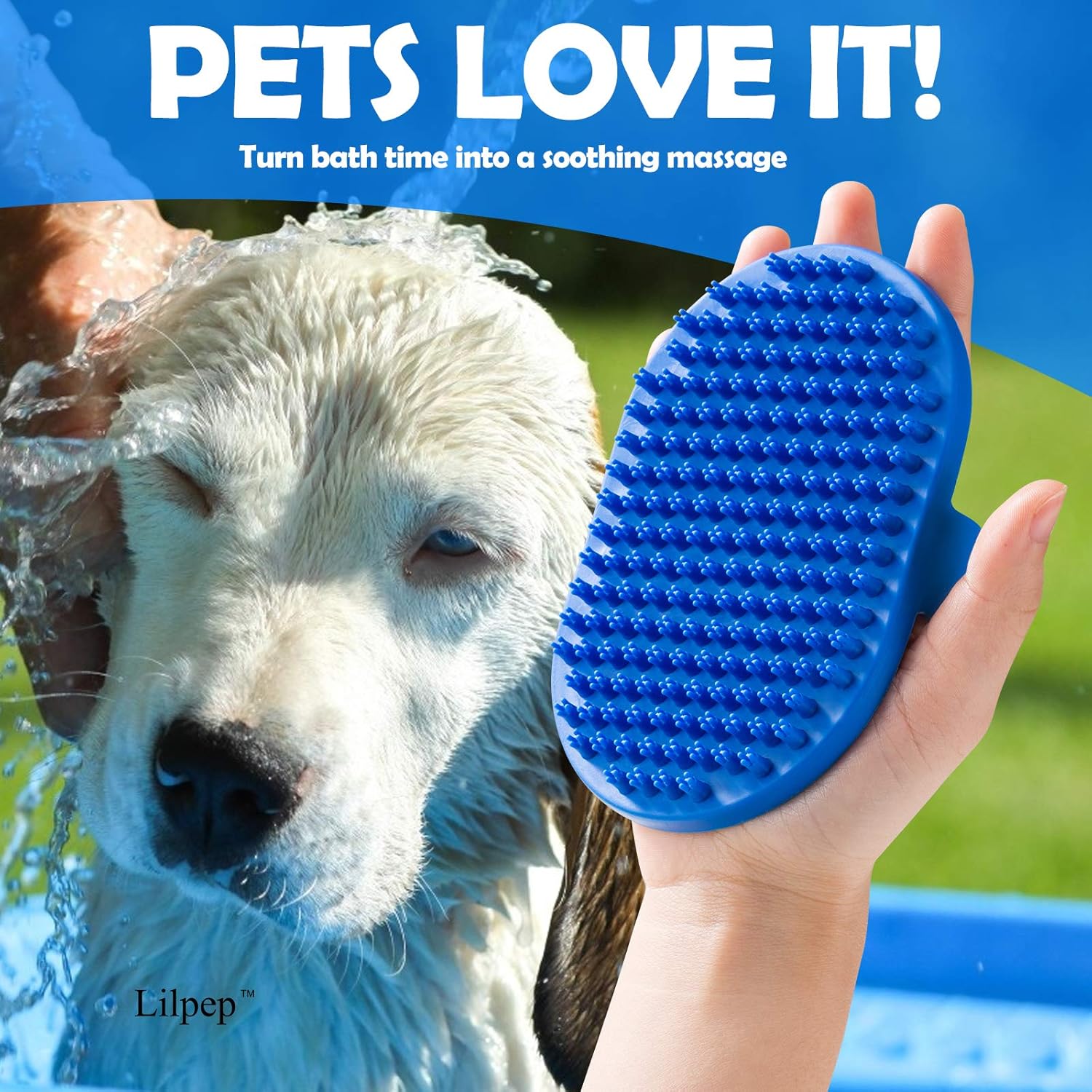 2 Pack Pet Grooming Brushes | Soft Rubber Bath & Massage Brush for Dogs and Cats