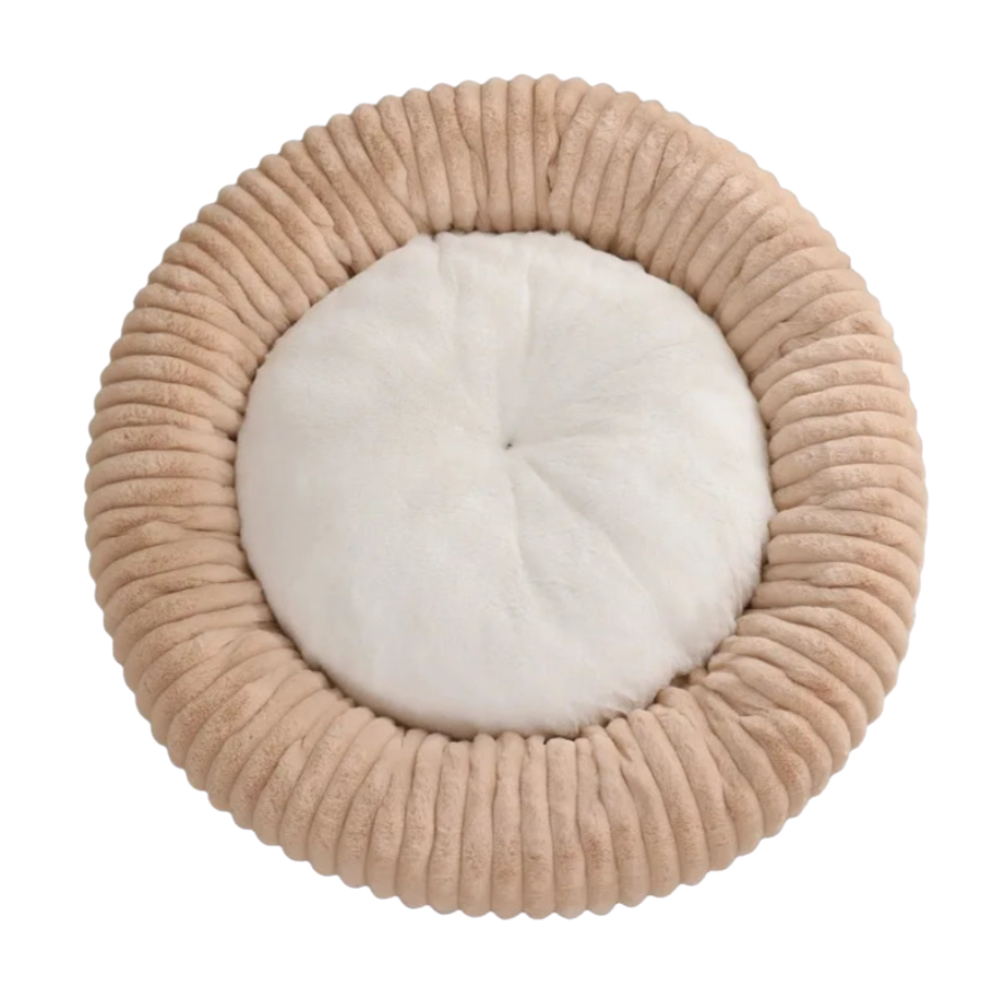 Soft Plush Round Bed for Dogs and Cats | Washable Cozy Calming Nest
