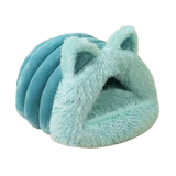 CozyCat Ear Bed | Fluffy Semi-Enclosed Cat Cave with Plush Cushion