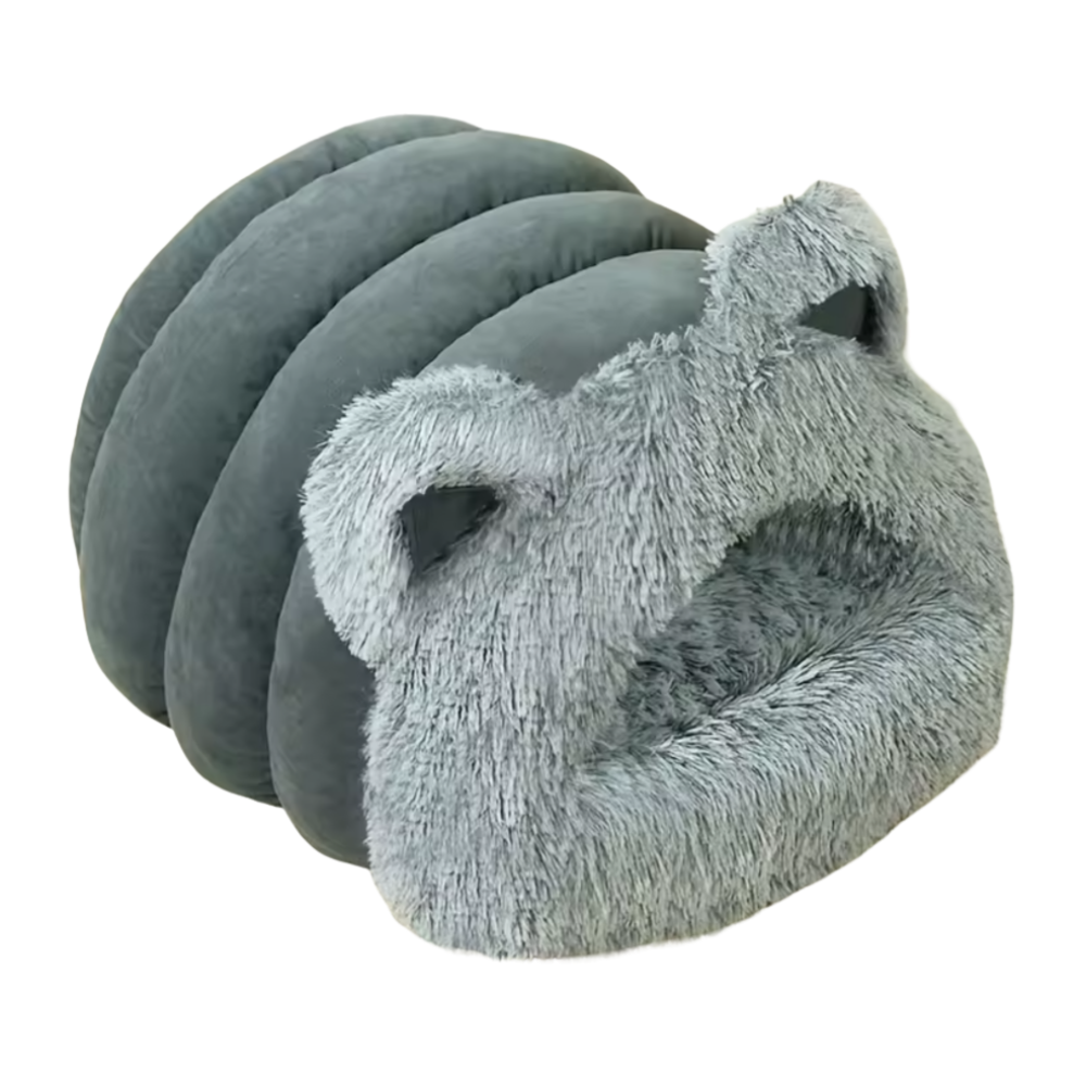 CozyCat Ear Bed | Fluffy Semi-Enclosed Cat Cave with Plush Cushion