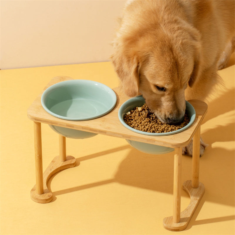 Elevated Dog Bowls with Bamboo Stand – Raised Food & Water Bowls for Dogs