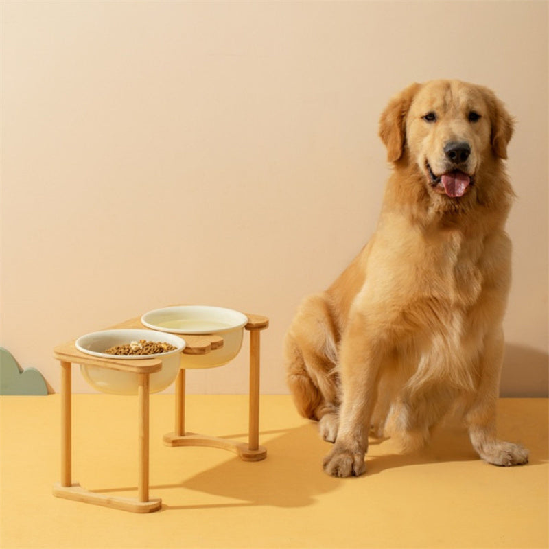 Elevated Dog Bowls with Bamboo Stand – Raised Food & Water Bowls for Dogs