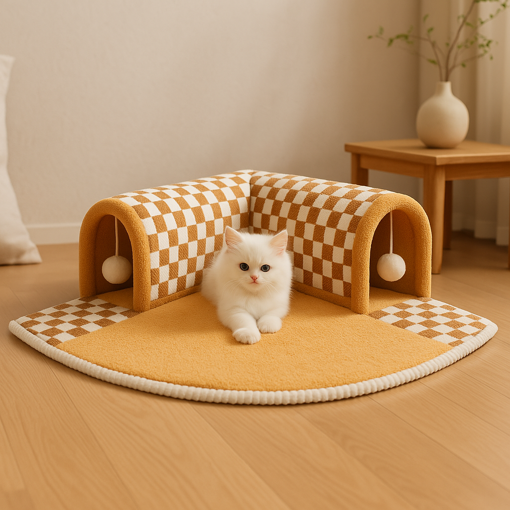 Cat Tunnel Play Mat | Plush Activity Tunnel with Anti-Slip Base & Toy Ball