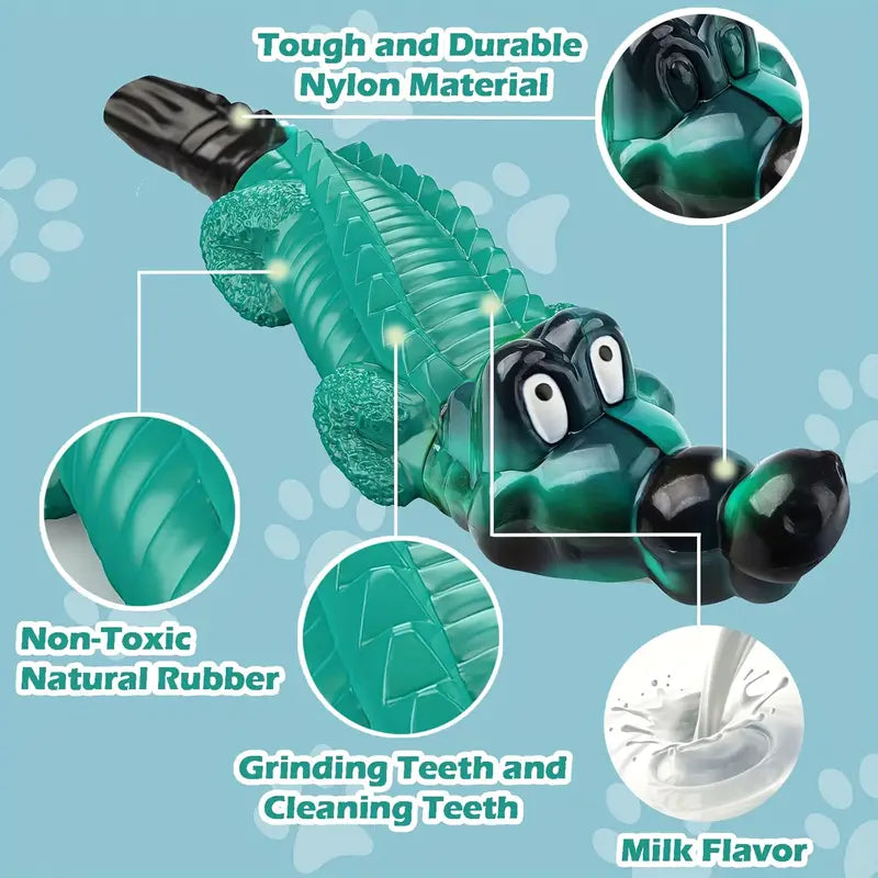 Durable Green Crocodile Dog Toy | Tough Chew Toy for Strong Chewers