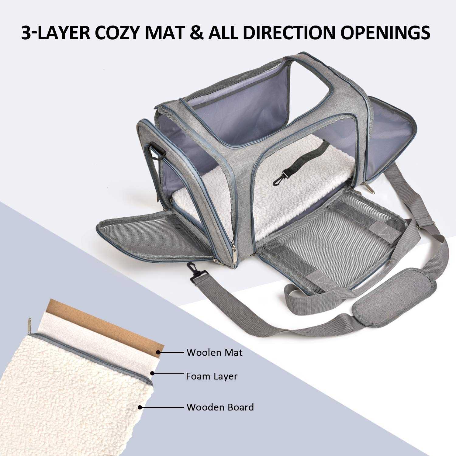 Large Cat & Dog Carrier – Soft-Sided Collapsible Travel Bag for Pets up to 25 lbs