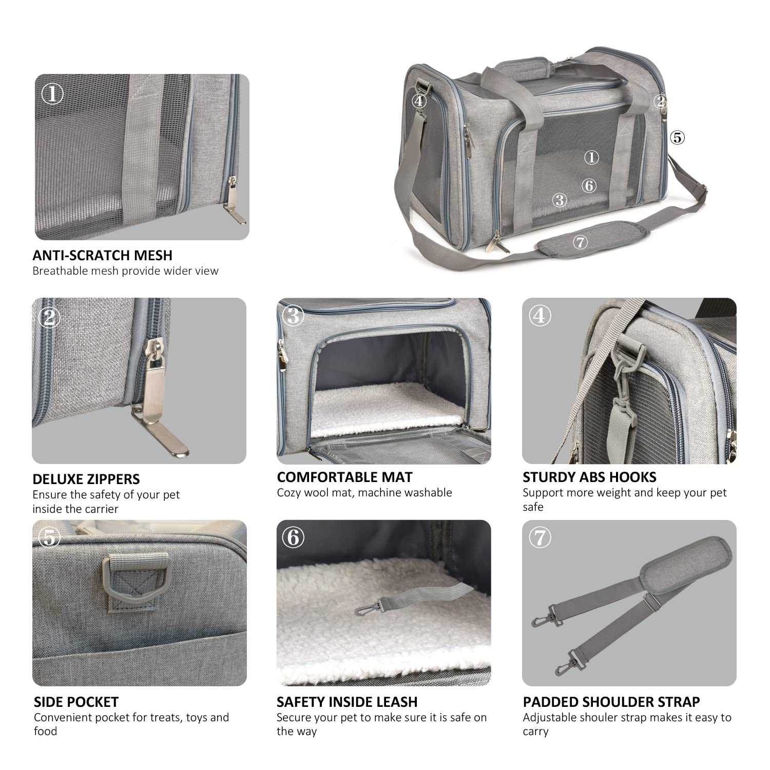 Large Cat & Dog Carrier – Soft-Sided Collapsible Travel Bag for Pets up to 25 lbs