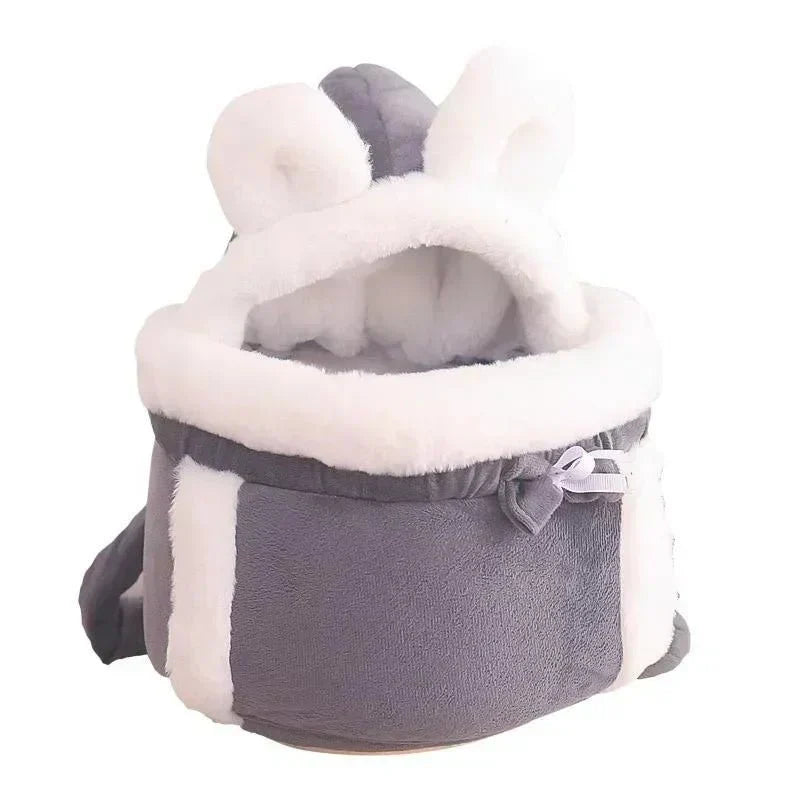 Charming Cat Plush Carrier | Foldable Velvet Travel Bag for Cats