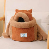 Charming Cat Plush Carrier | Foldable Velvet Travel Bag for Cats