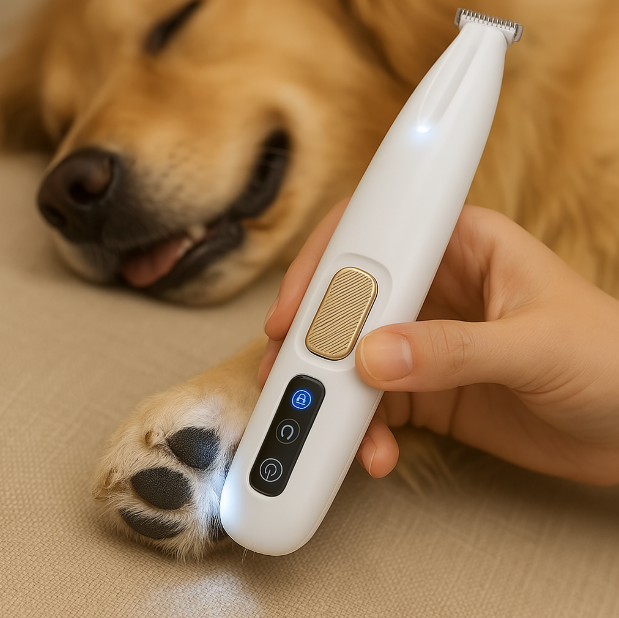 Safe & Quiet Dog Paw Trimmer | Cordless Pet Clipper with LED Light for Precise Grooming