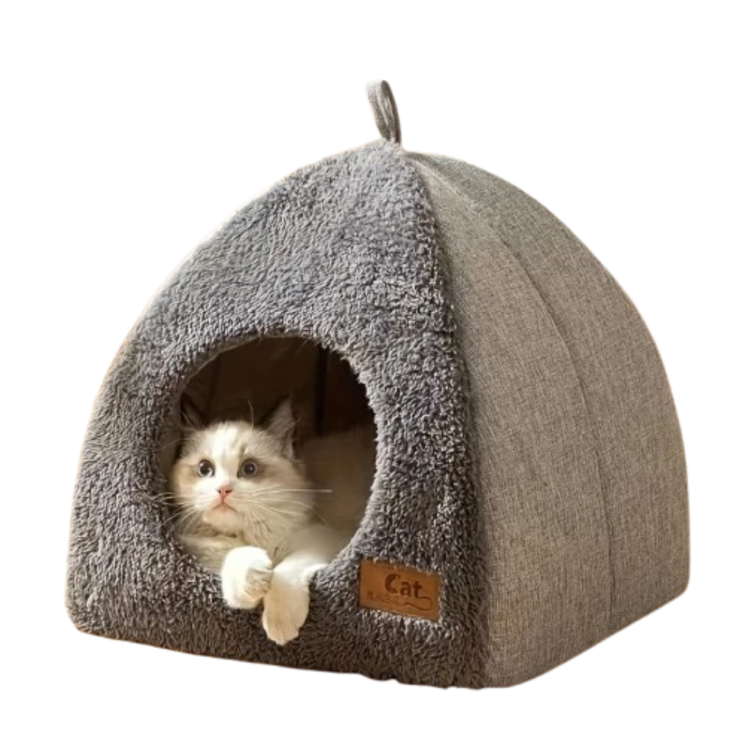Cat Cave House | Soft Indoor Bed with Memory Foam Cushion