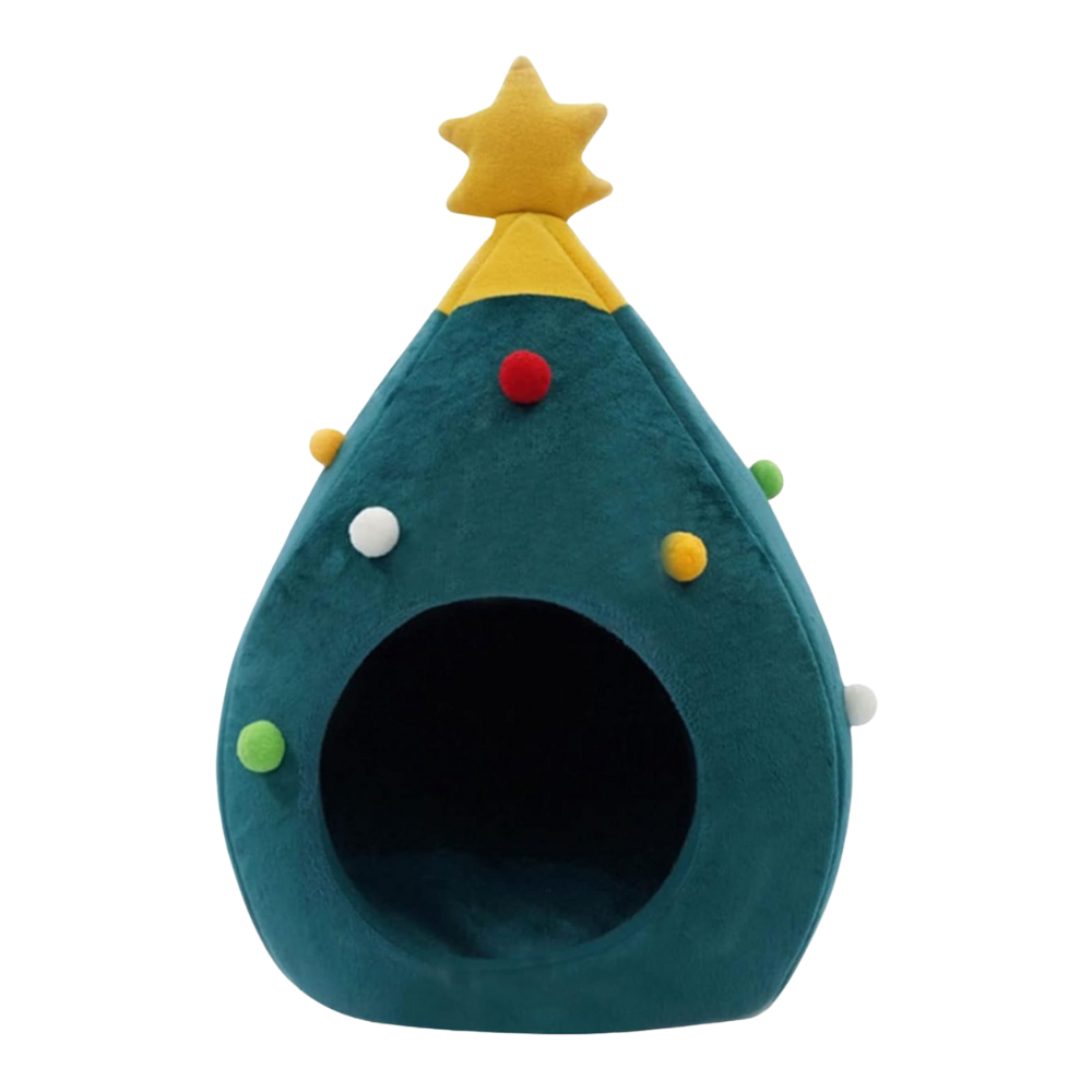 Christmas Tree Cat Bed | Cozy Holiday Hideaway Cave